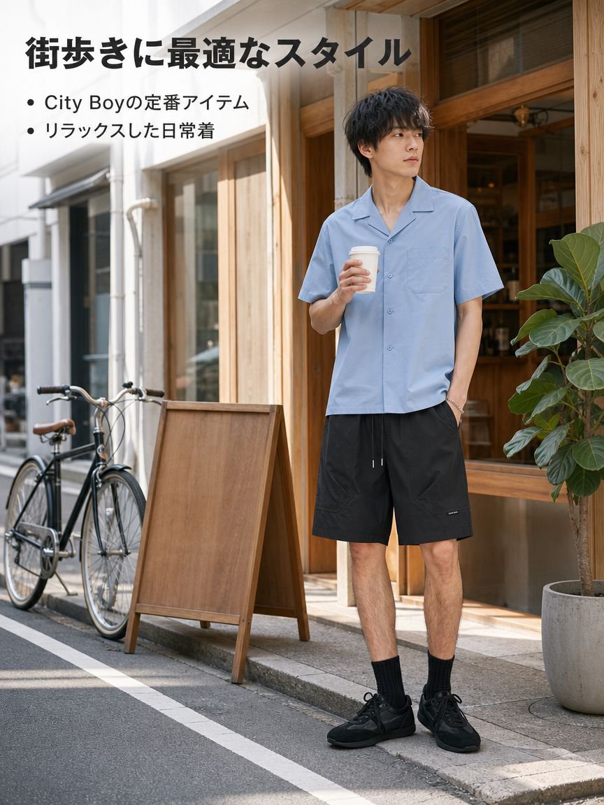 メンズ夏用薄手ゆったり五分丈大きなポケット付きカジュアルハーフパンツ