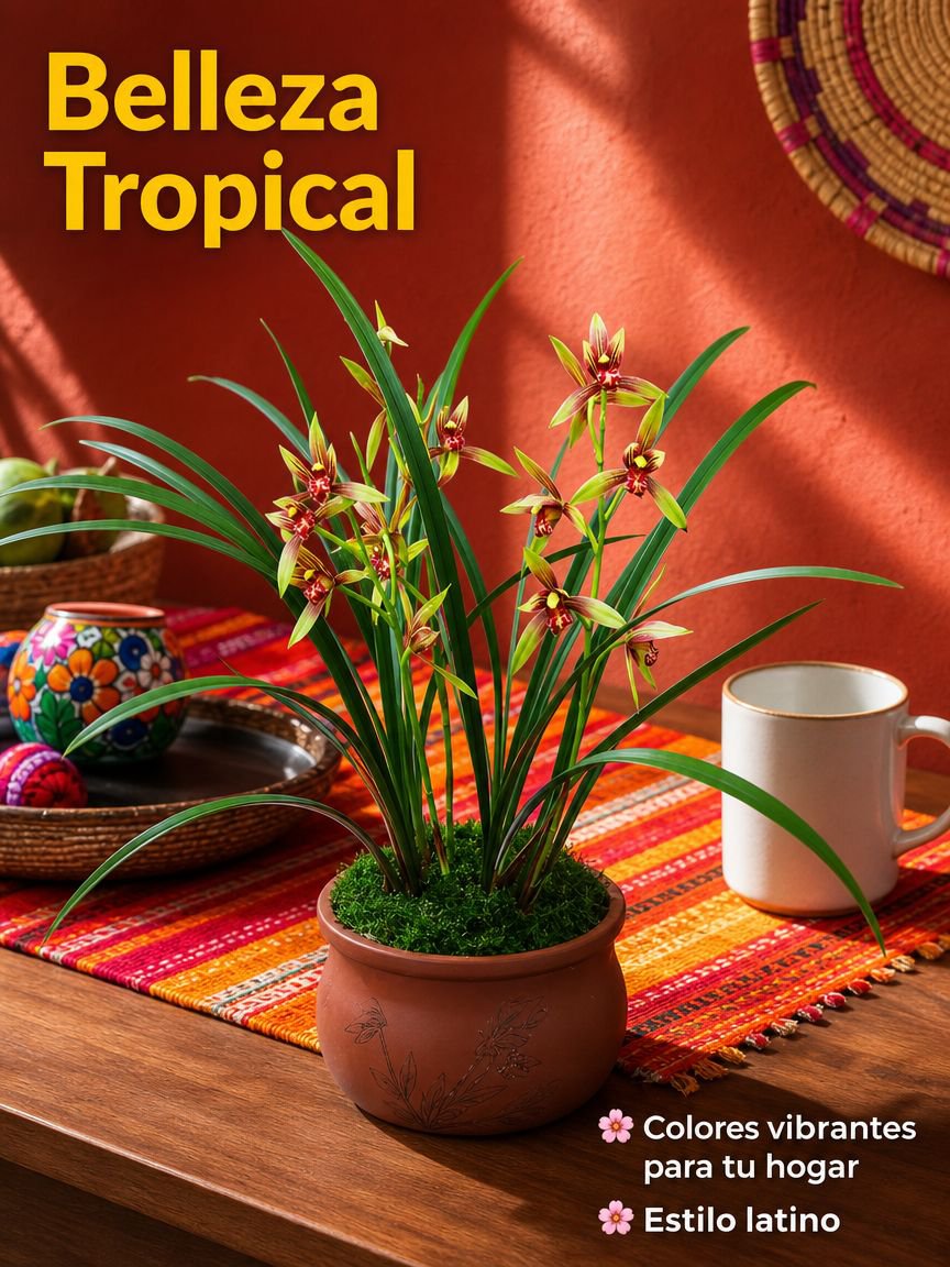Decoración de bola de musgo con oncidium aromático
