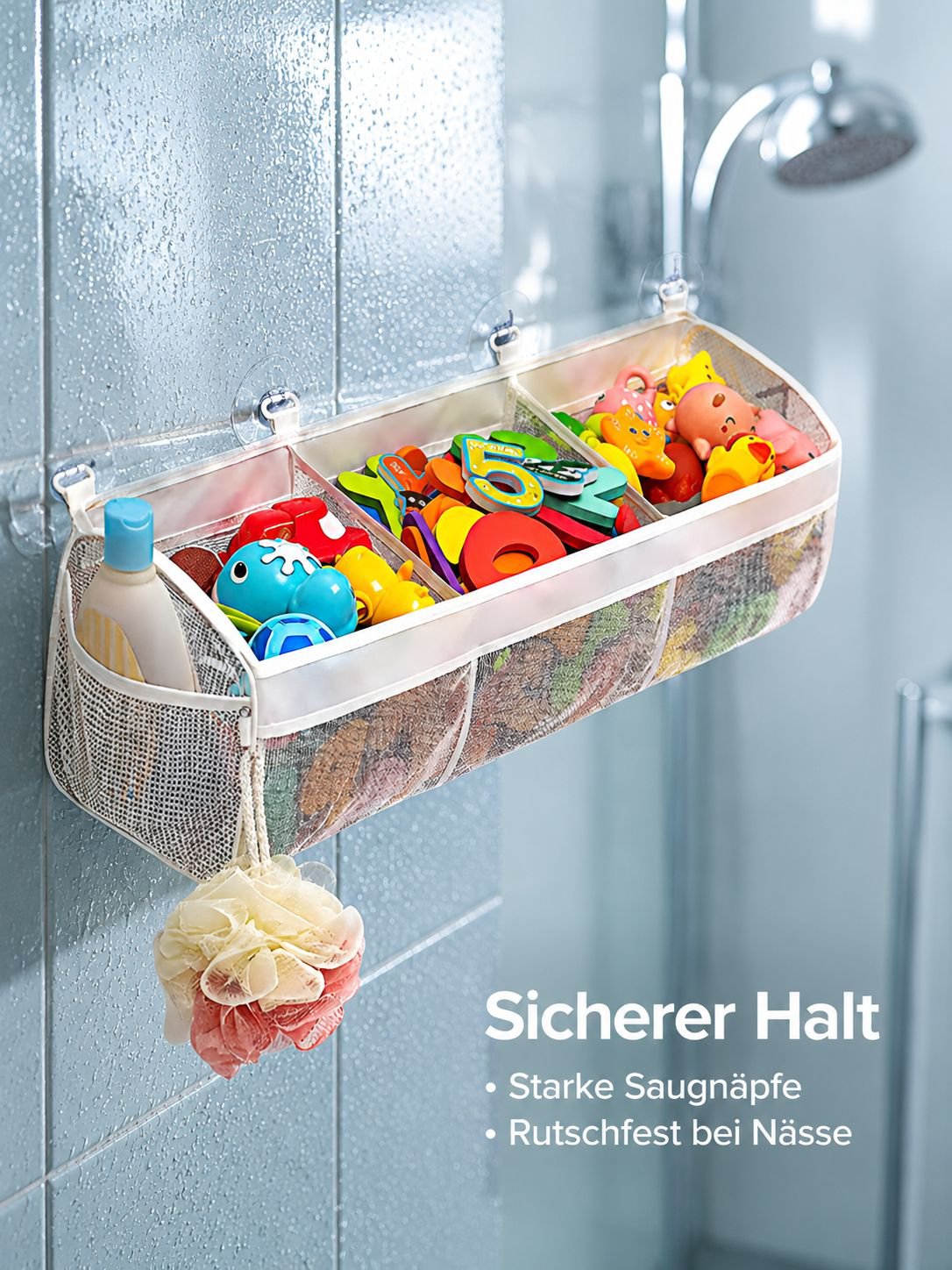 Multi-Grid-Klassifizierung Kinderbadezimmer-Spielzeug-Aufbewahrungstasche Babybadezimmer-Wandbehangt