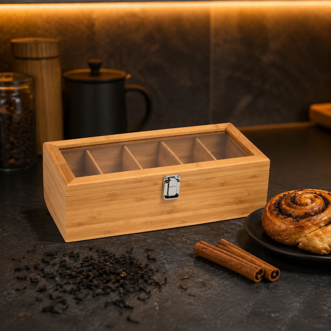 Stylish wooden storage box for kitchen and office