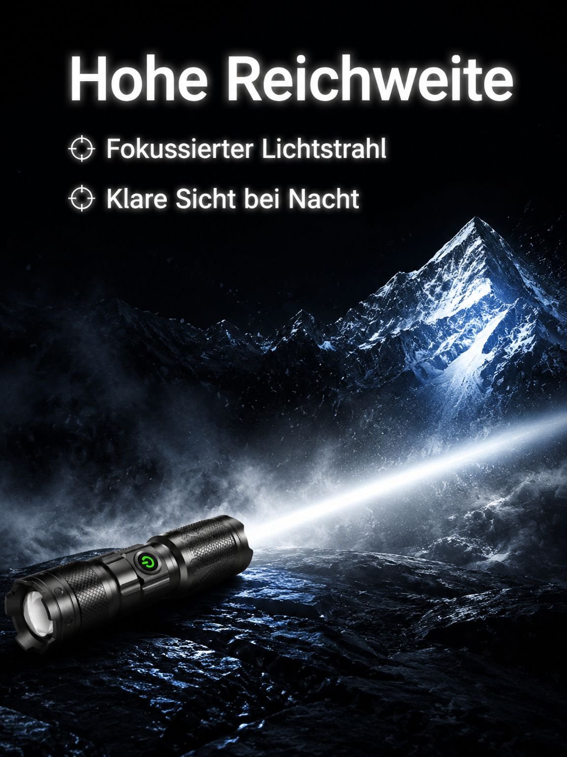 Himmelsdurchdringende, tragbare, robuste Hochleistungs-Taschenlampe mit großer Reichweite