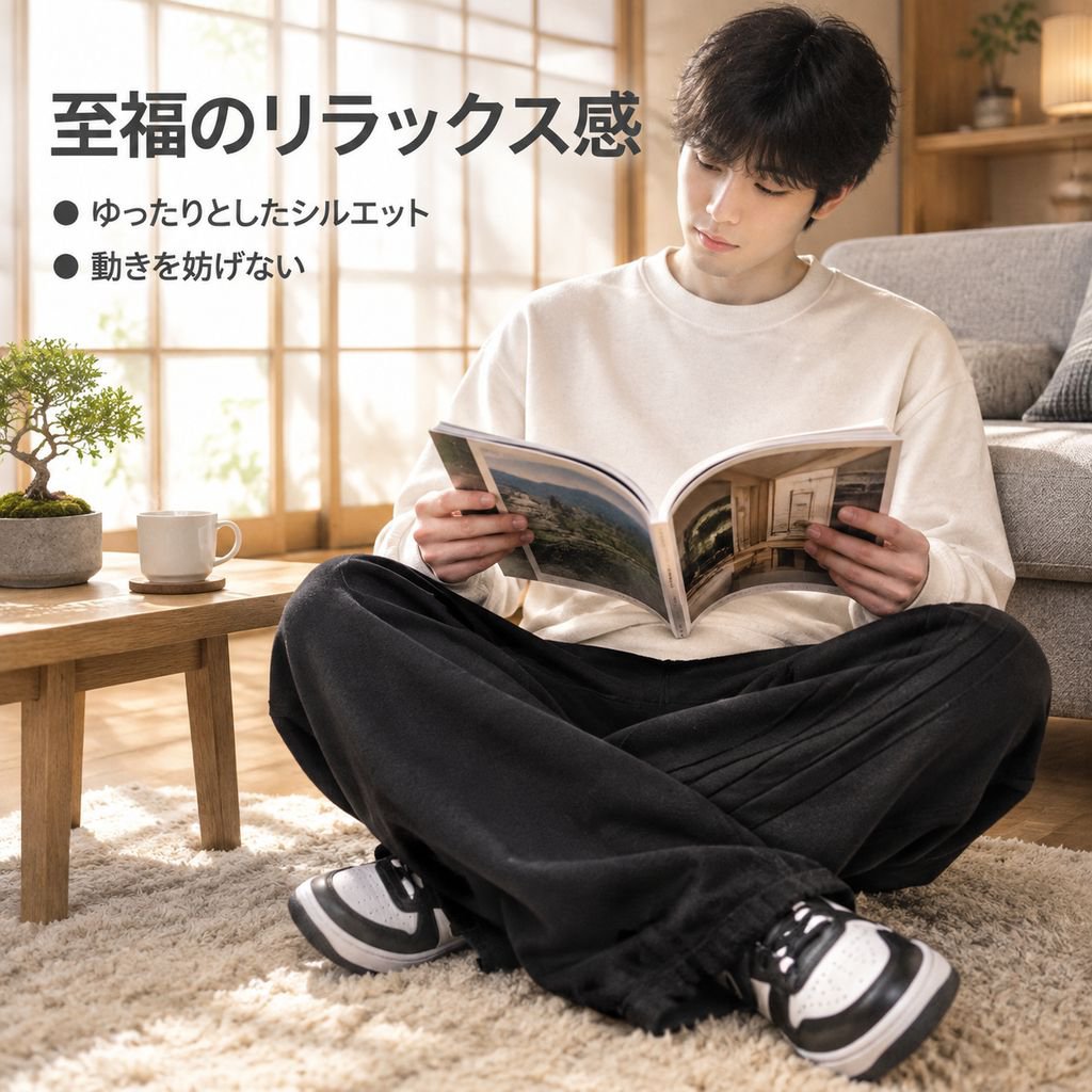 秋の高級感スウェットパンツ