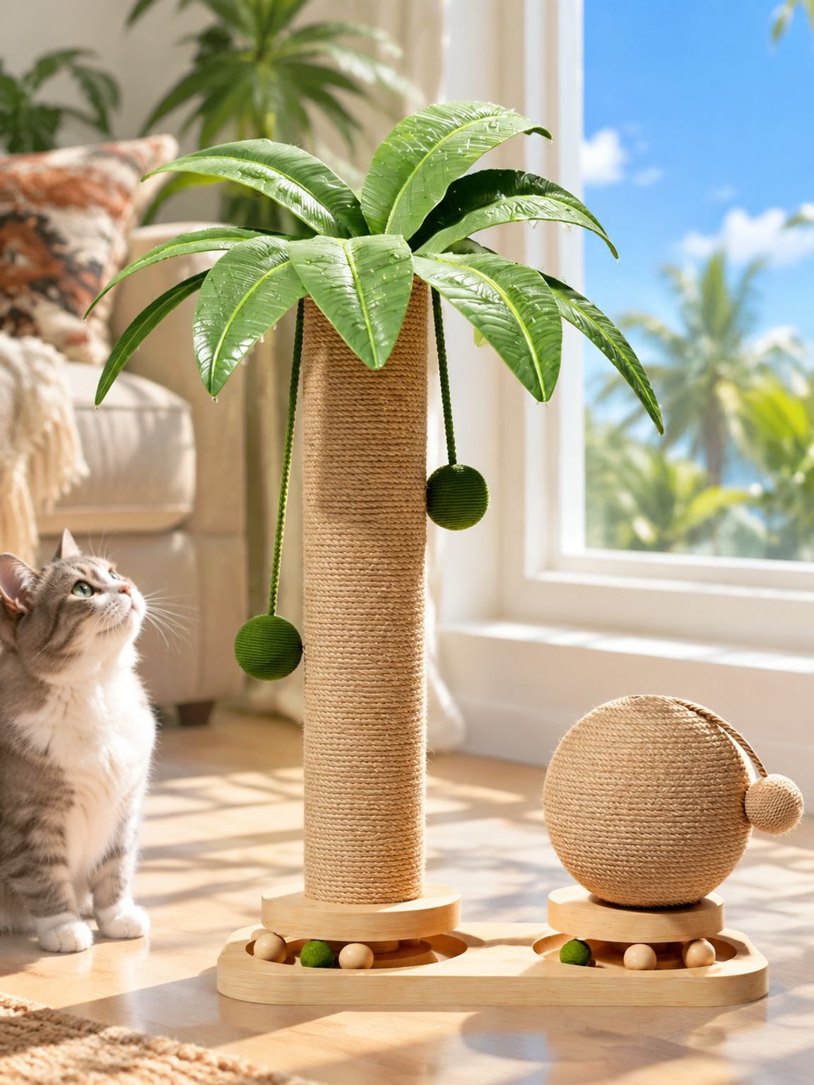 Rascador para gatos de interior con diseño decorativo moderno