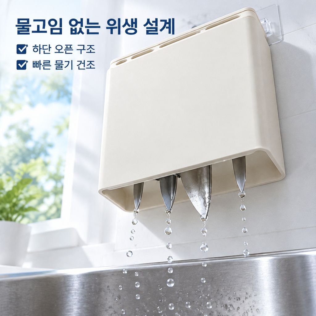 벽걸이 다기능 칼꽂이 수저통 일체형 정리대