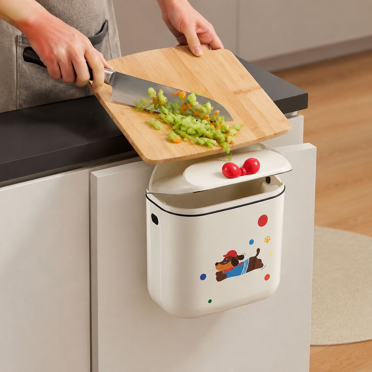 Wall-Mounted Kitchen Trash Can, Large Capacity Waste Paper Basket Storage Bin