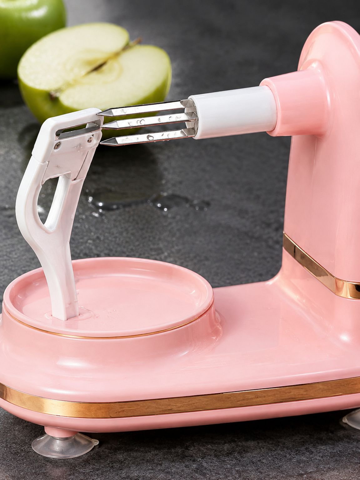 Hand Crank Apple Peeler Quick Fruit Peeling Machine Pink Scraper for Home