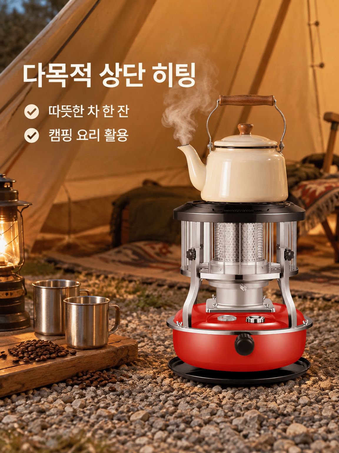 온도 조절이 가능한 야외 캠핑용 등유 난로