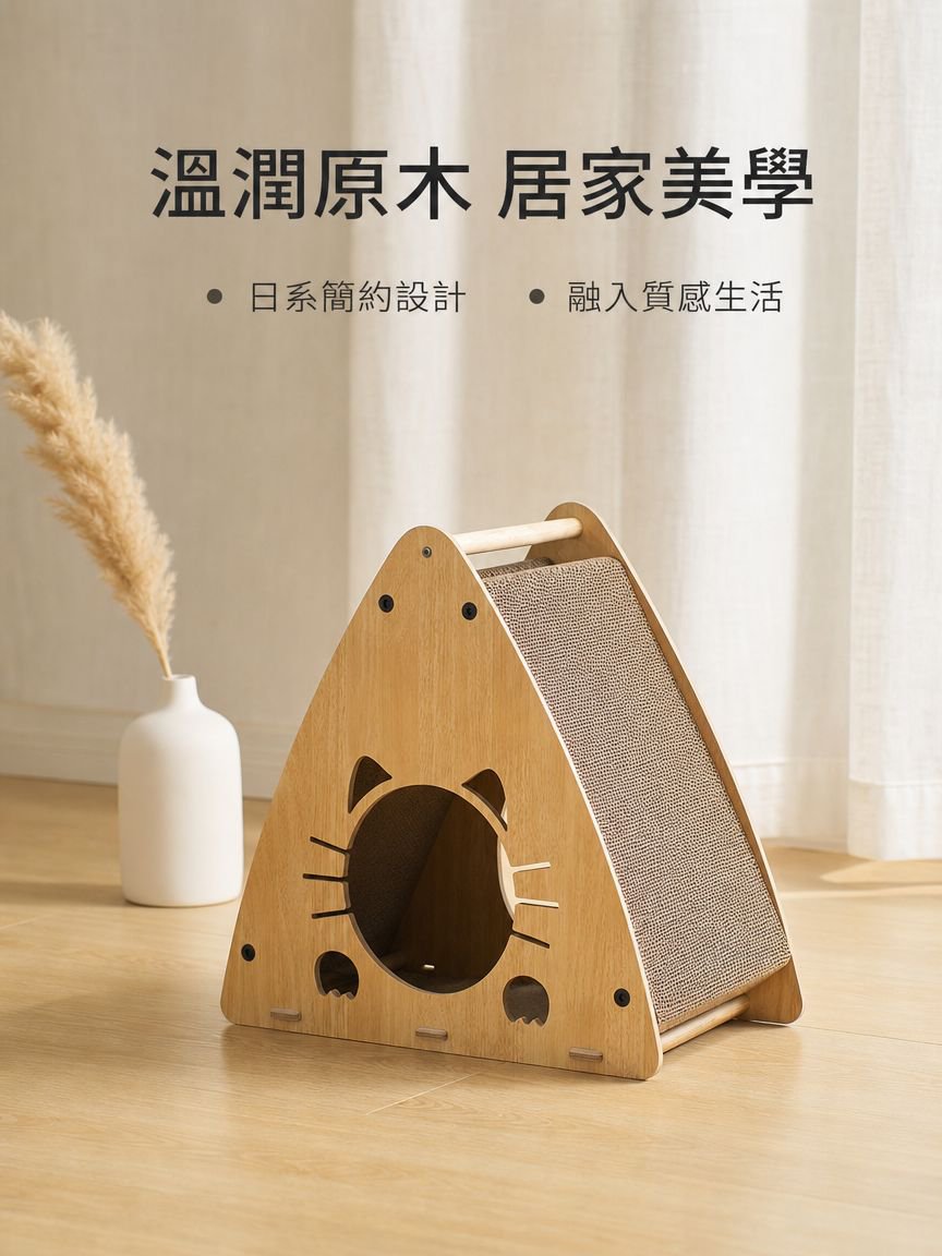 三角木質瓦楞紙貓窩
