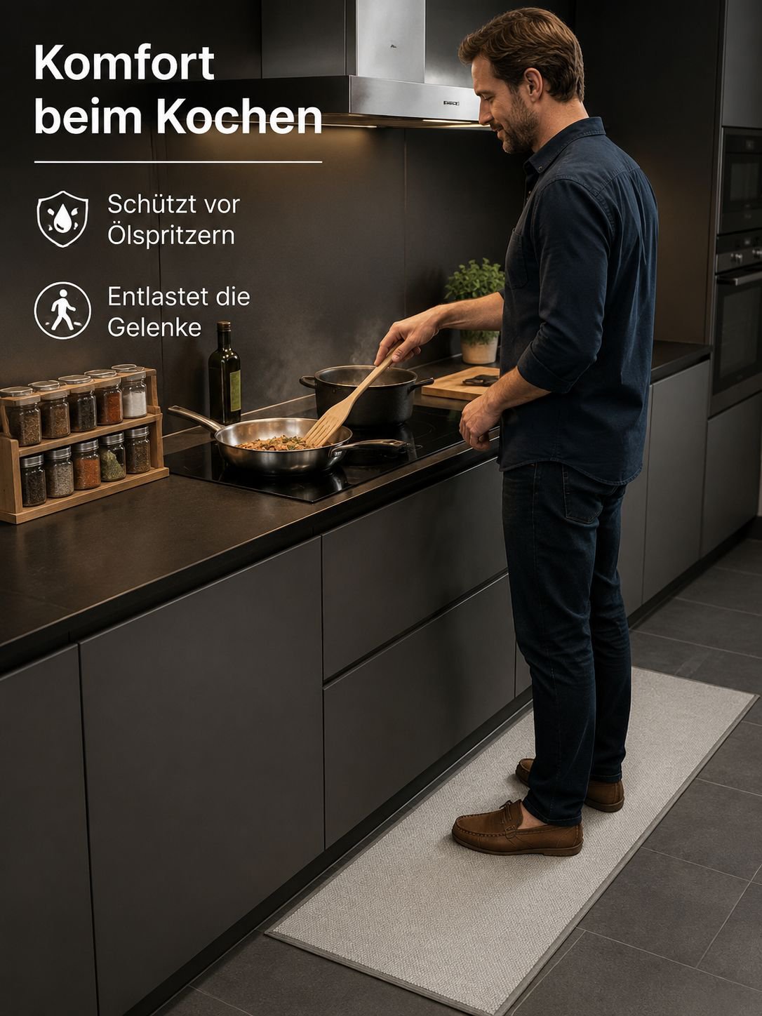 Saugfähige, rutschfeste Küchenmatte