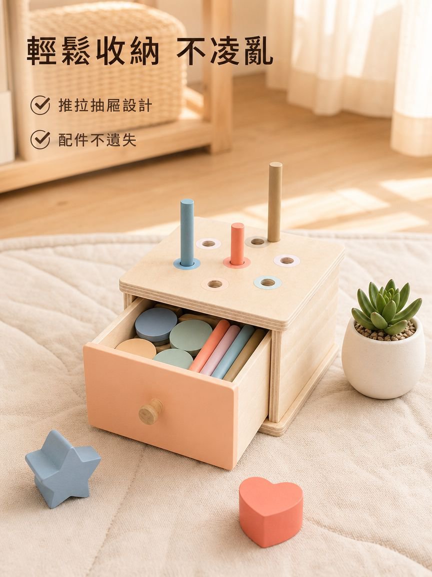 木製顏色認知投幣玩具