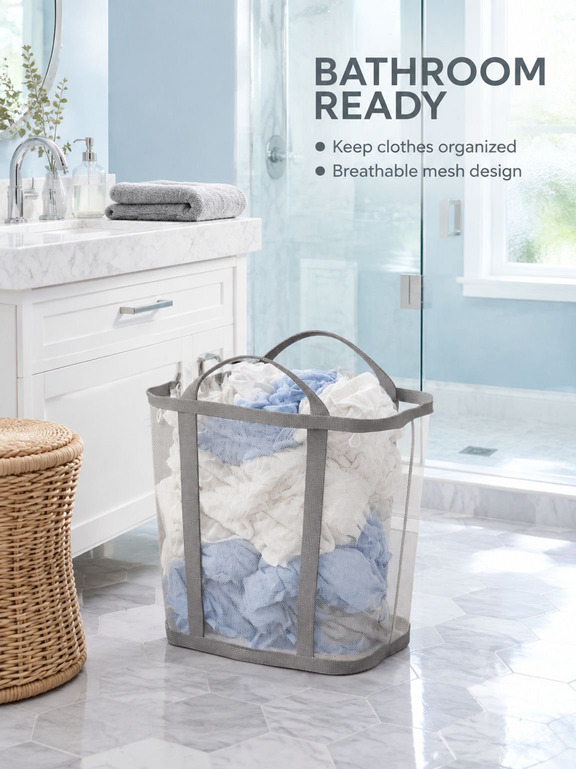 Large capacity foldable storage basket for dirty clothes