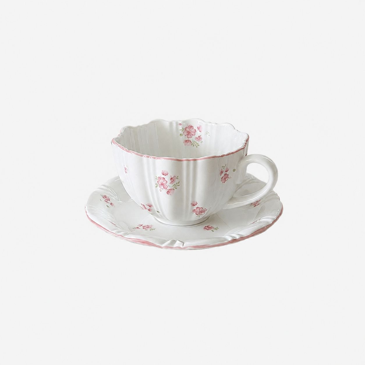 Juego de taza y plato de café de cerámica exquisita