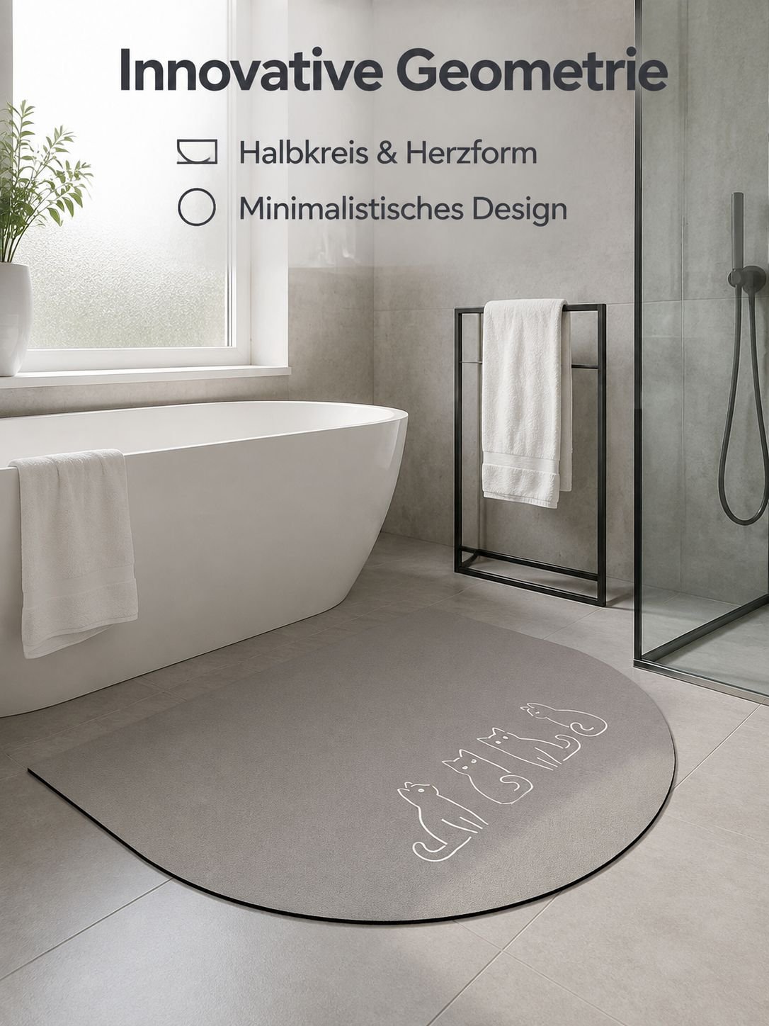 Herzförmige, saugfähige Schnell-Trocken-Matte