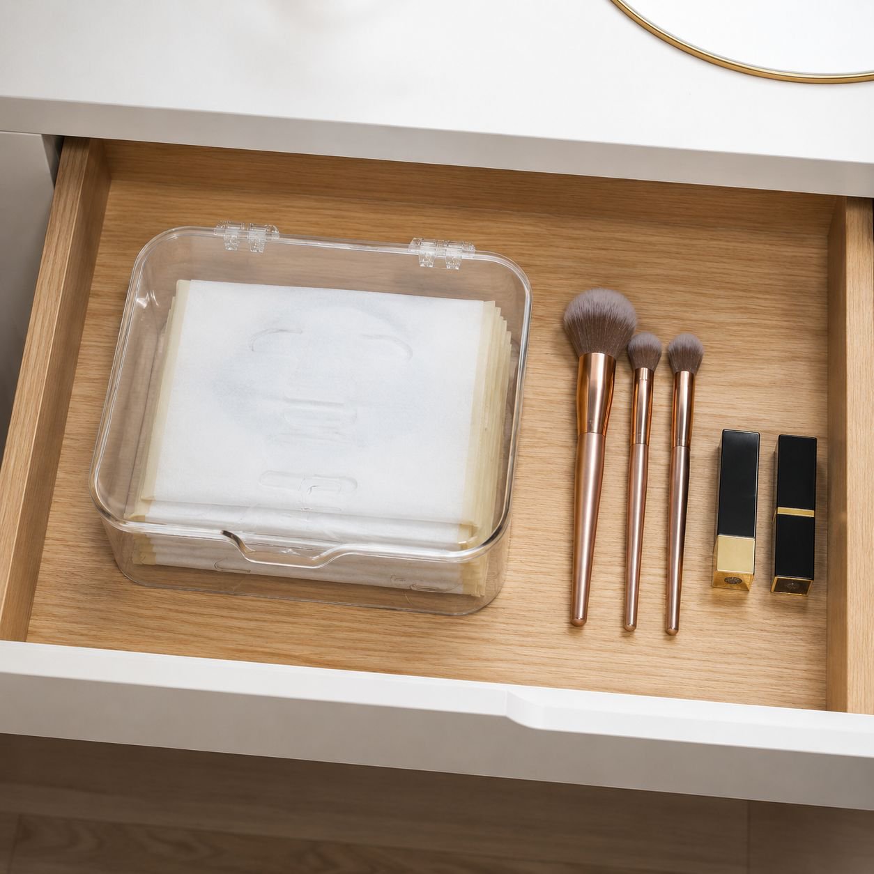 Luxury dustproof face mask organizer with lid for dormitory
