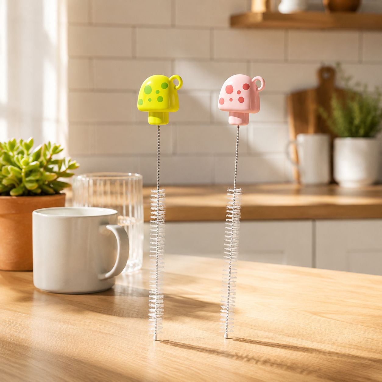 Multi-functional Heart Mug Brush Baby Bottle Straw Kitchen Cleaning Tool