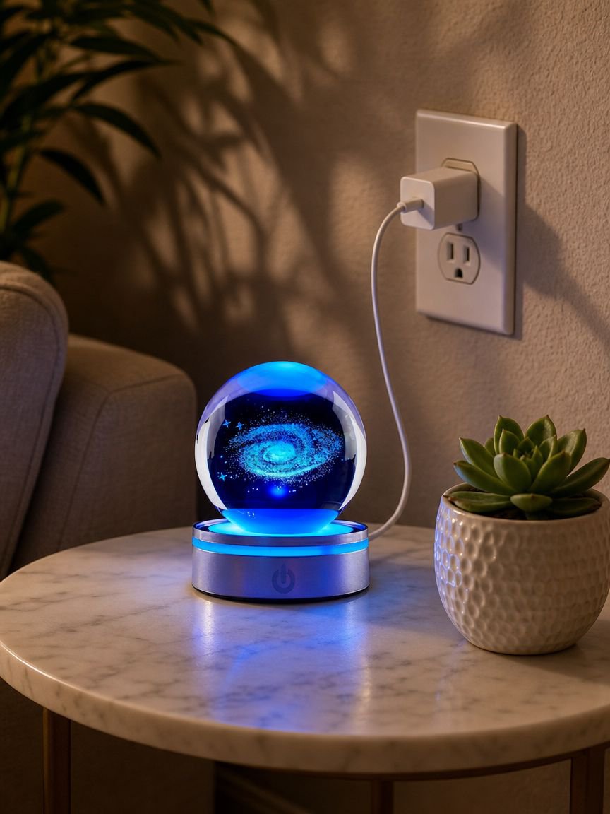 Crystal ball projector as a unique artistic ornament