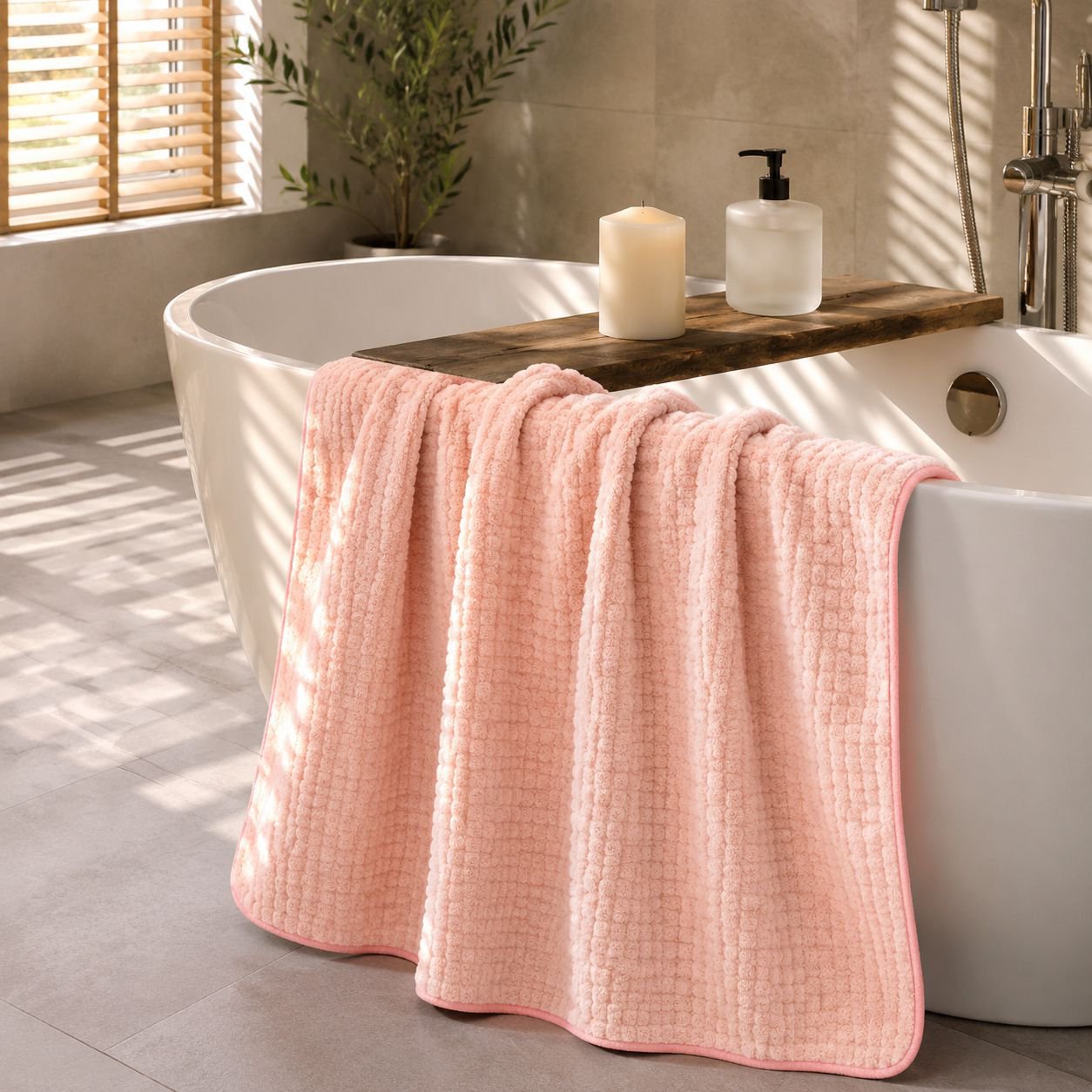 Merbau Large Coral Fleece Bath Towel Quick-drying Absorbent for Adult Swimming Fitness
