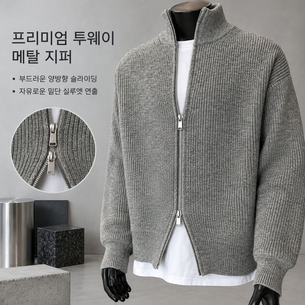 남성 가을 겨울 웨이스트랜드 스타일 니트 가디건 루즈핏 아우터