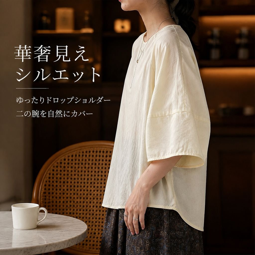レトロペイズリー柄スカートとアプリコット変形シャツセットアップ
