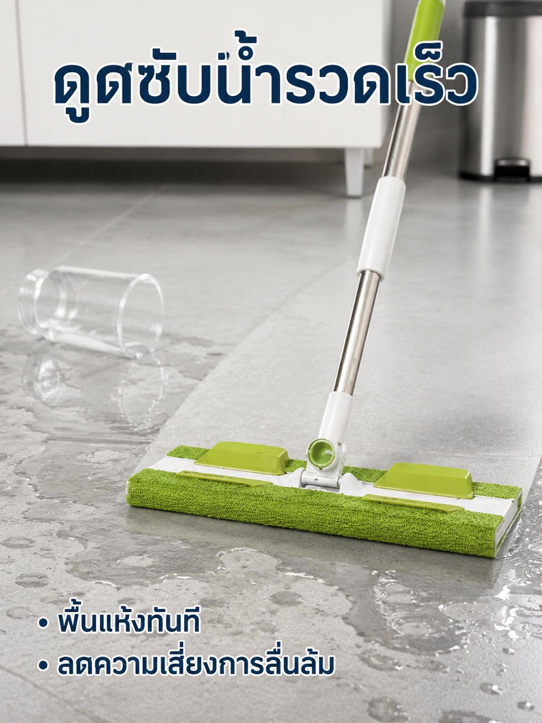 ไม้ถูพื้นดูดซับน้ำได้ทั้งแบบแห้งและเปียก