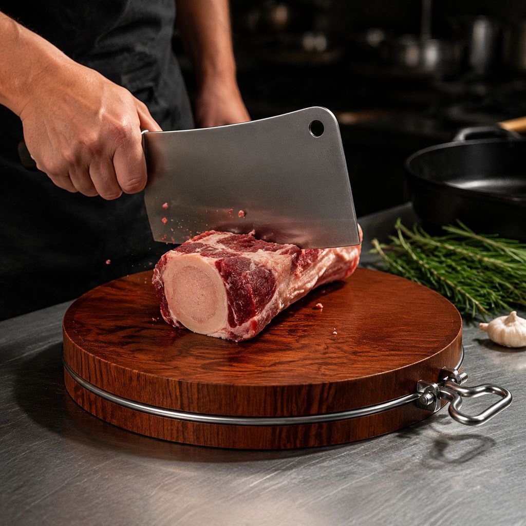 Durable wooden chopping board close-up texture