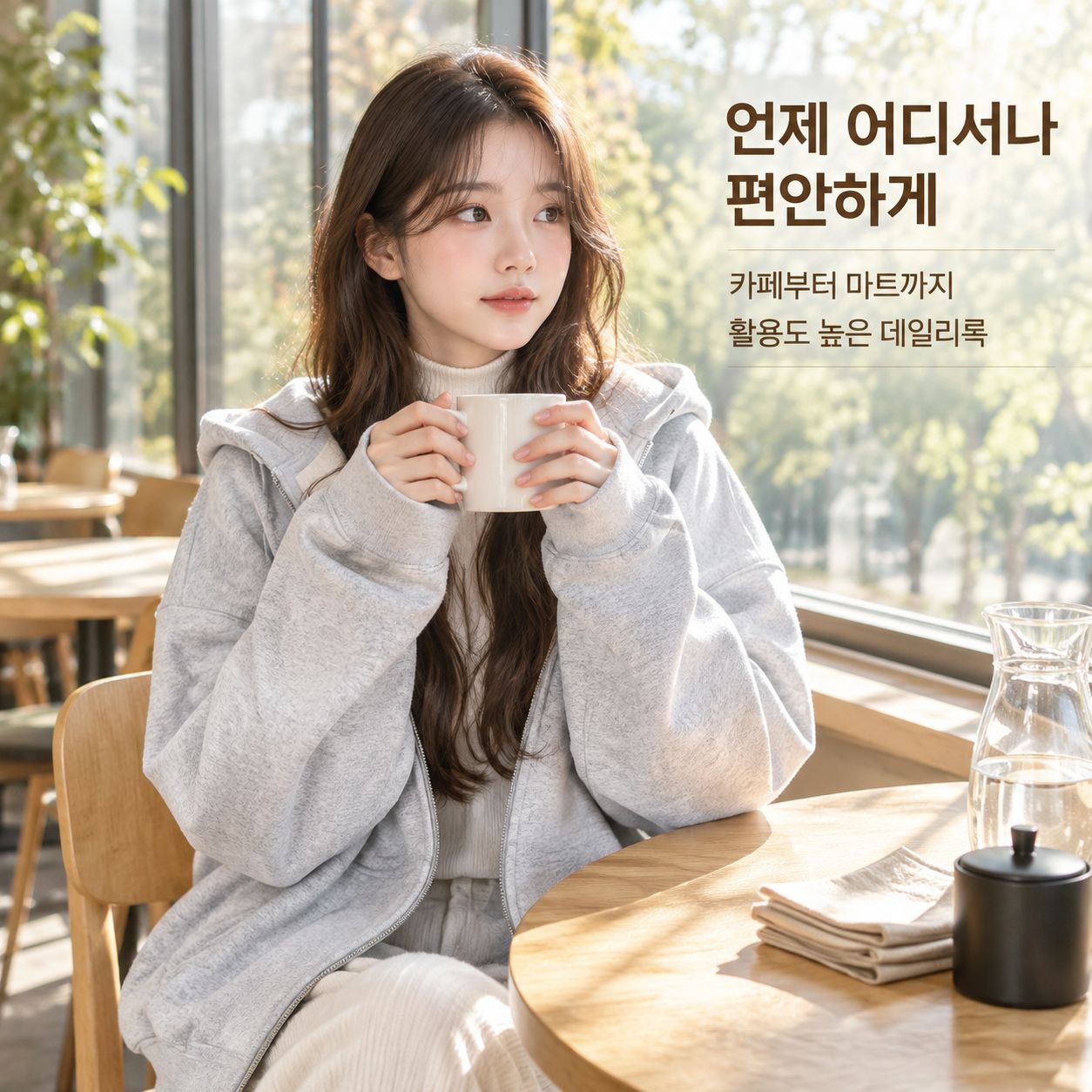초가을용 여성 루즈핏 캐주얼 후드 재킷