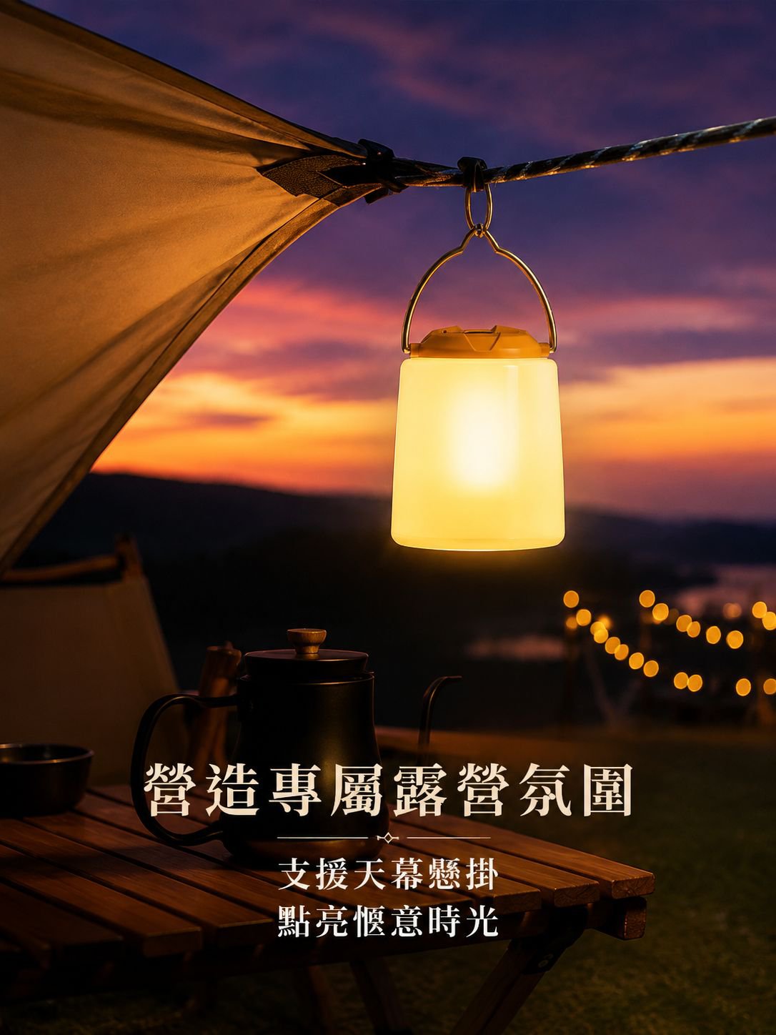 便攜式戶外暖光露營燈