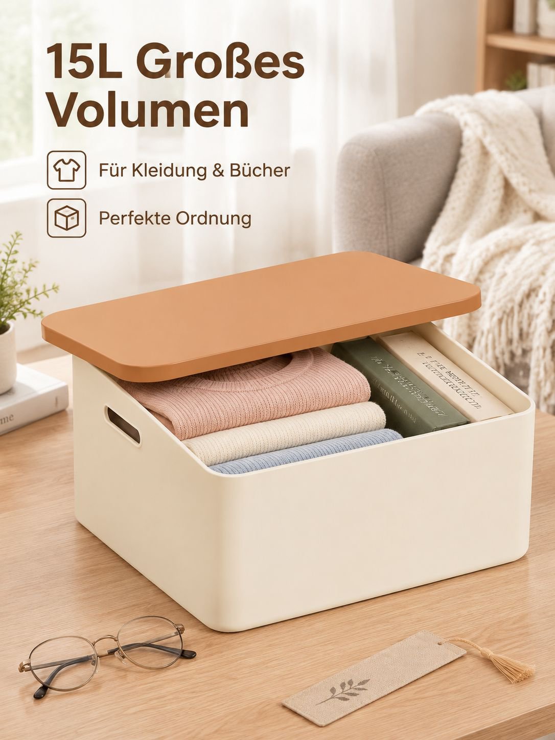 Multifunktionale Aufbewahrungsbox mit Deckel für den Haushalt, aus Kunststoff, für den Schreibtisch