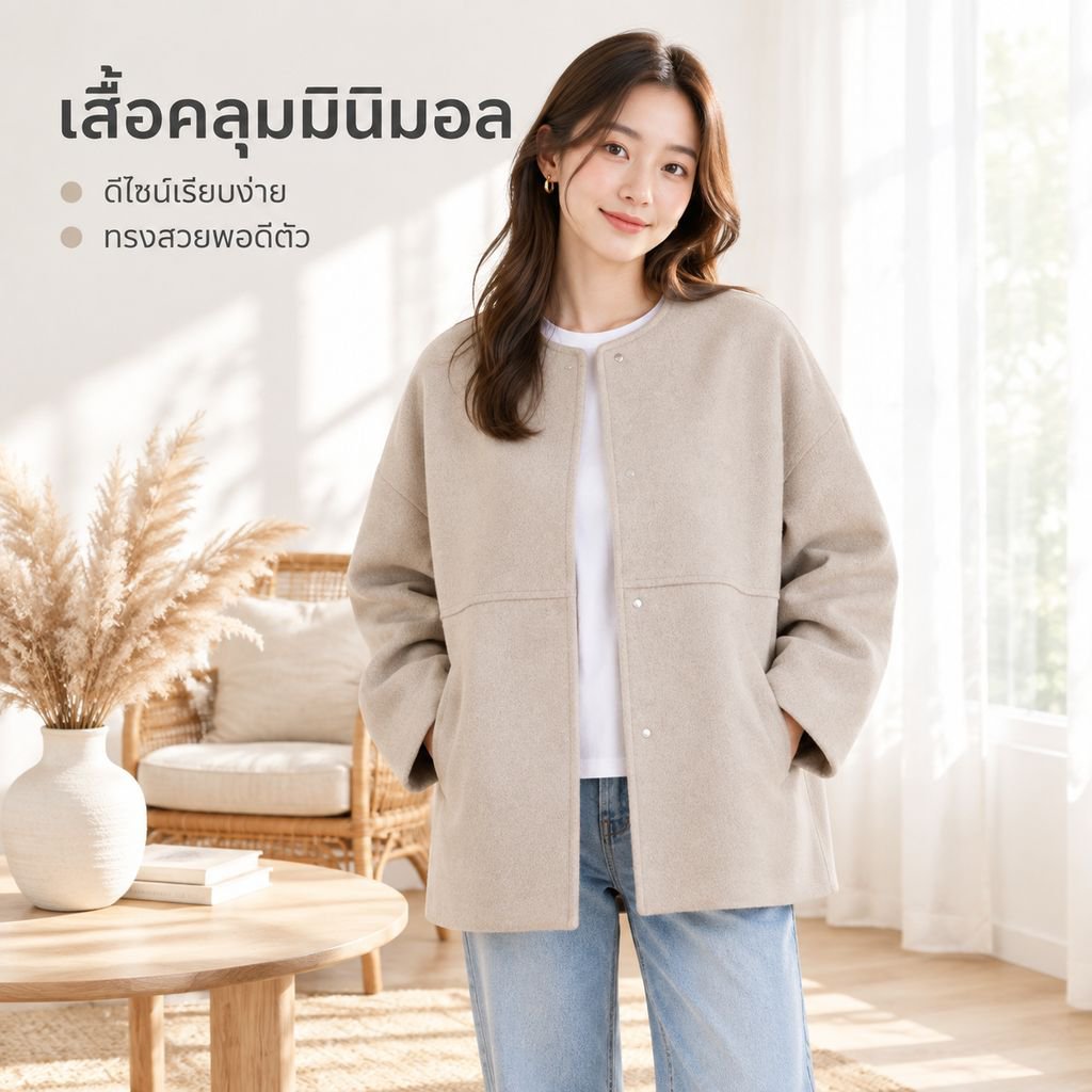 เสื้อครอปผ้าขนสัตว์คอกลมดีไซน์เก๋สำหรับผู้หญิง