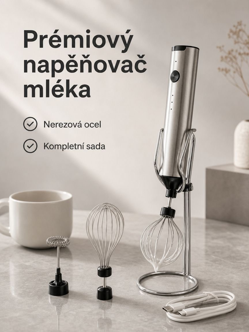 Multifunkční přenosný elektrický napěňovač mléka na kávu