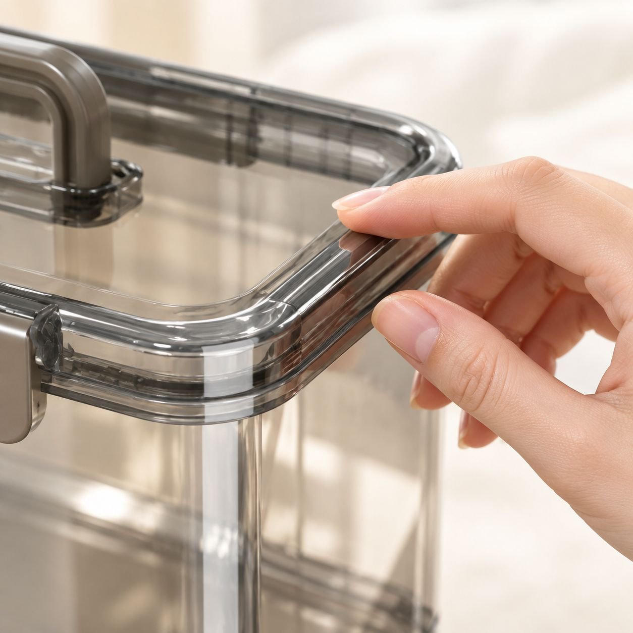 Space-saving storage container for daily use