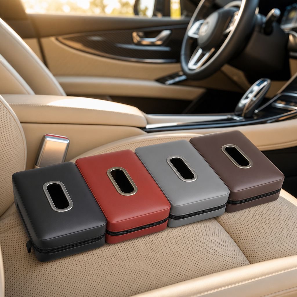 Accesorio de interior: caja de pañuelos de lujo para coche