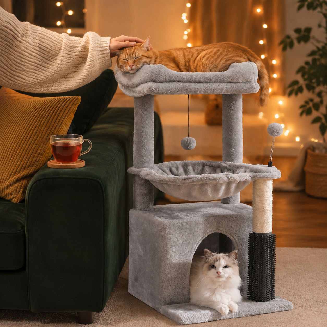 Cat climbing shelf for cats Sisal design scratching pillar jumping platform litter dumping cat tree
