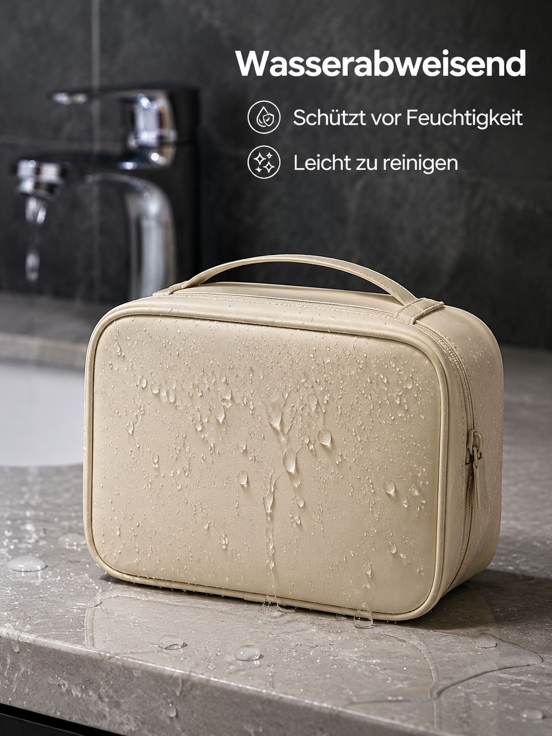 Große wasserdichte Kosmetiktasche für Damen – tragbare Kulturtasche mit viel Stauraum