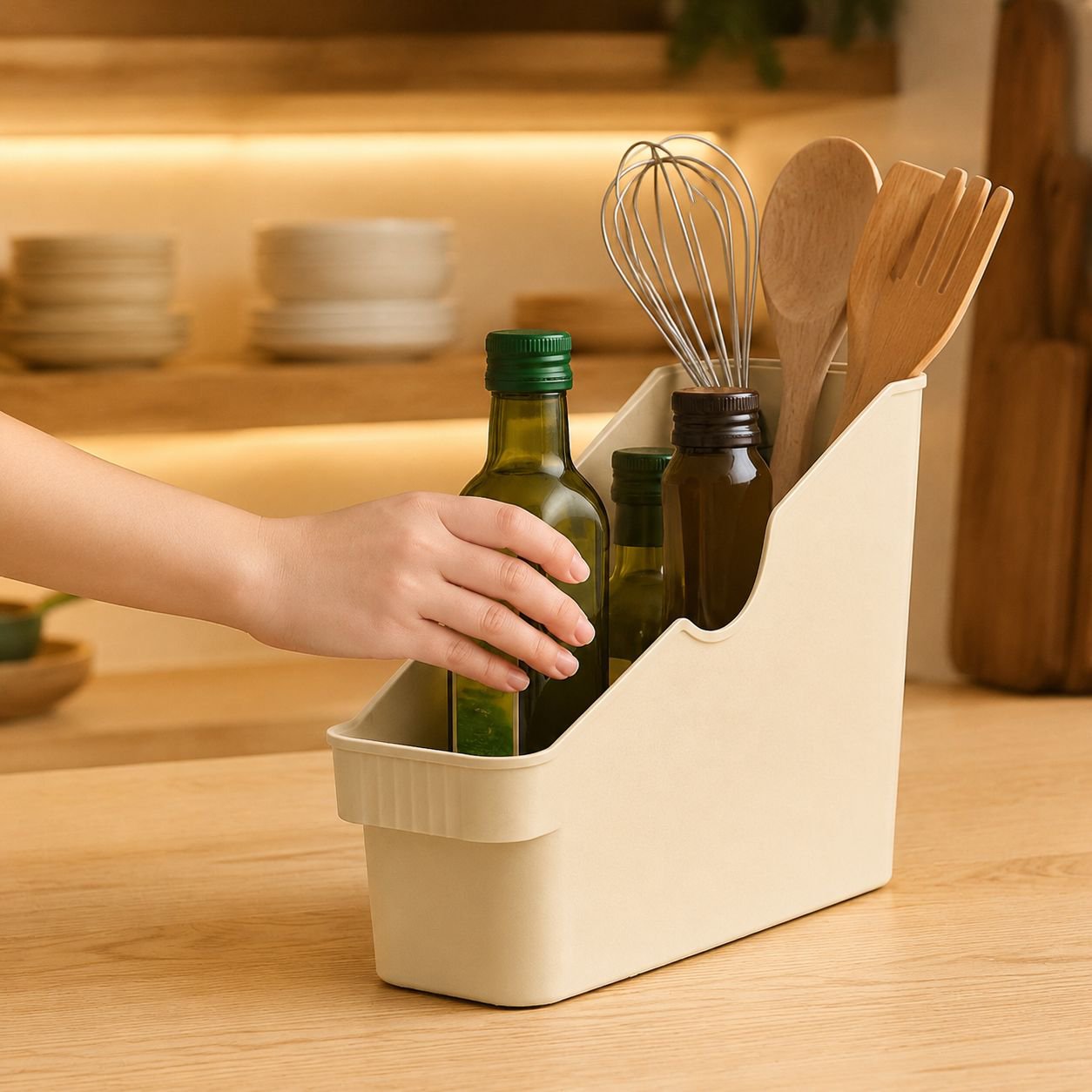 Kitchen Seasoning Storage Rack Plastic Knife & Pot Organizer
