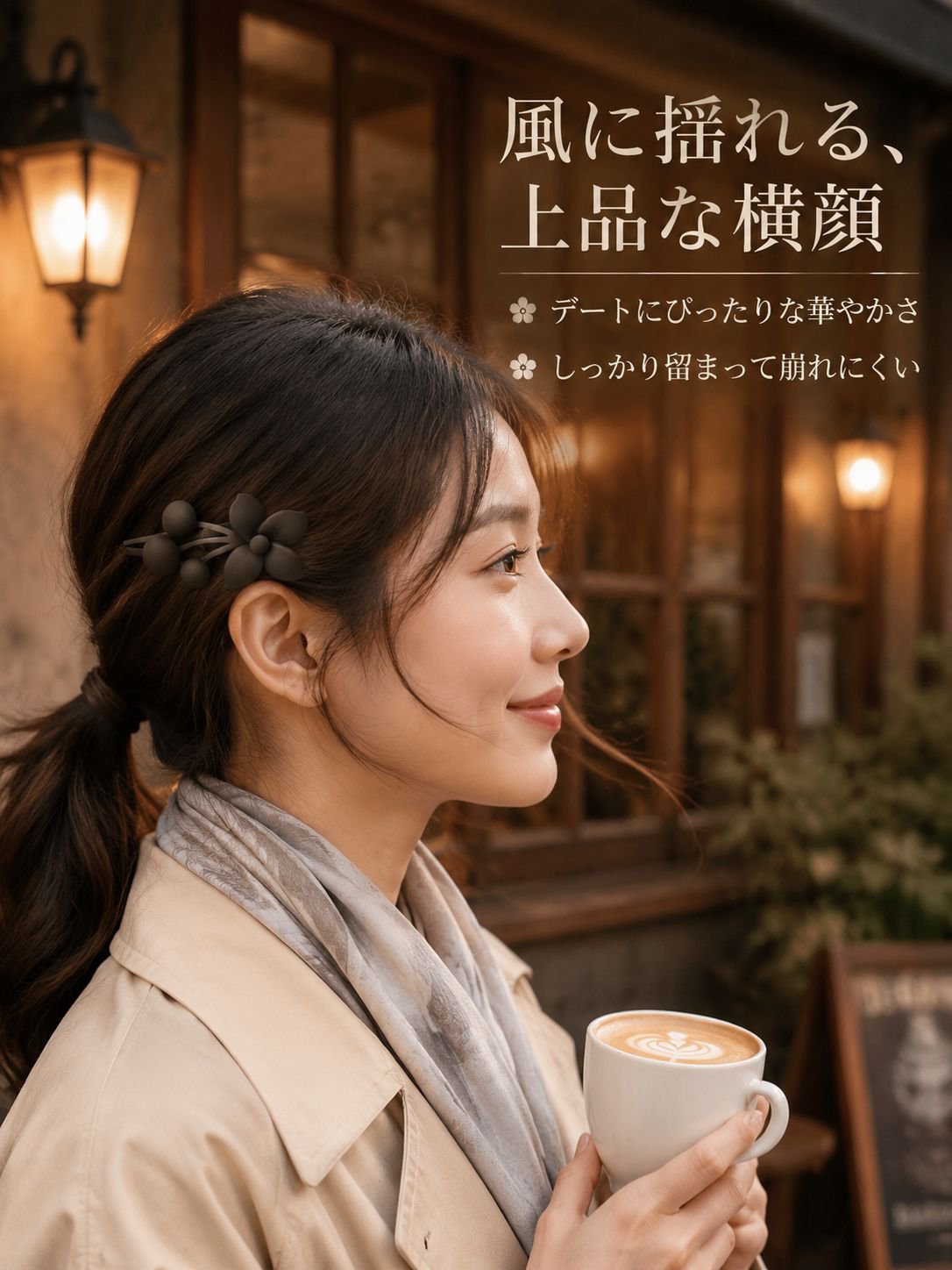 高級感マットフラワーヘアピン