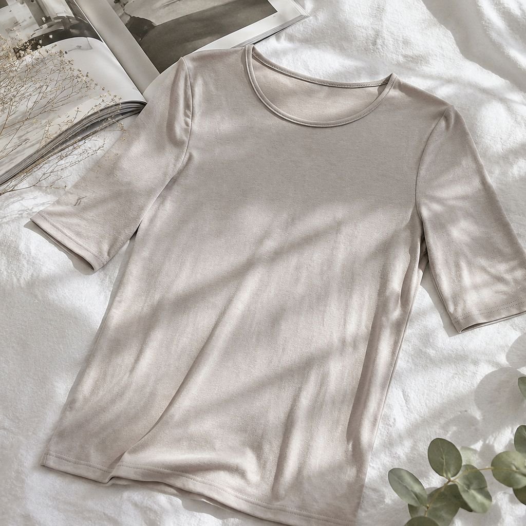 夏用レディース高弾力ソフトスリムTシャツ 通勤にも合わせやすいインナー