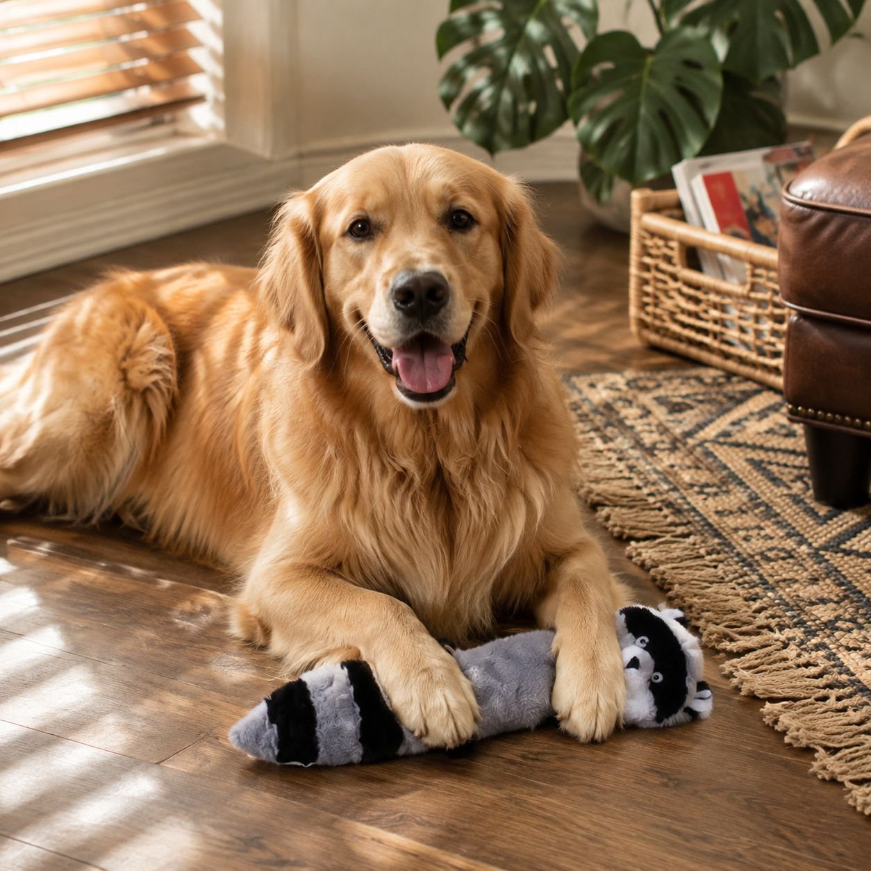 Plush toys with durable, chewable, and teeth-cleaning properties for dogs.