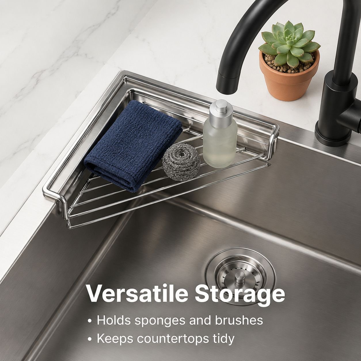 Stainless steel kitchen sink drain rack