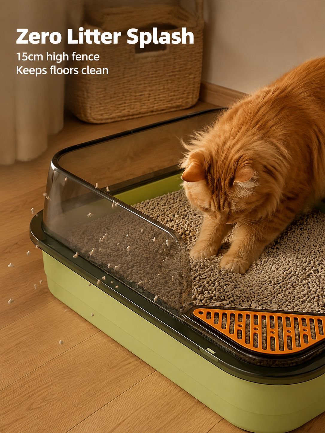 Extra Large Semi-Enclosed Splash-Proof Cat Sand Box