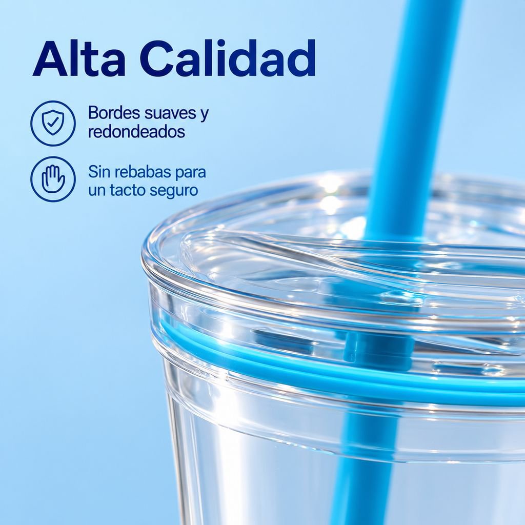 Vaso de Café con Pajita Alta Transparencia Estilo Tritan