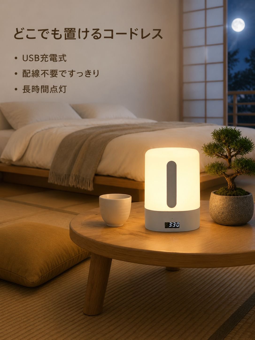 リモコン操作可能な充電式ナイトライト