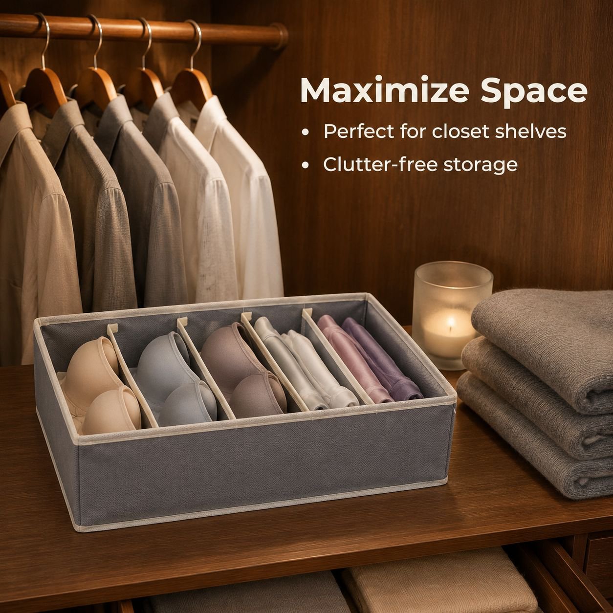Fabric storage box for dividing underwear
