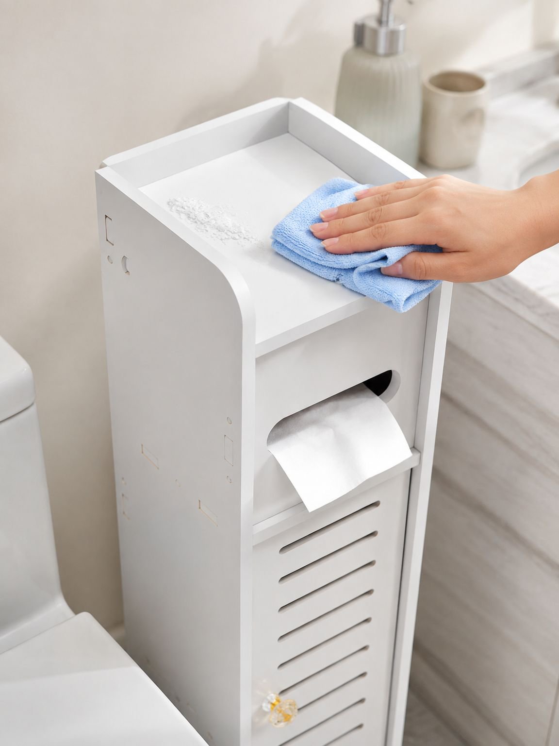 Estantería blanca para baño moderno