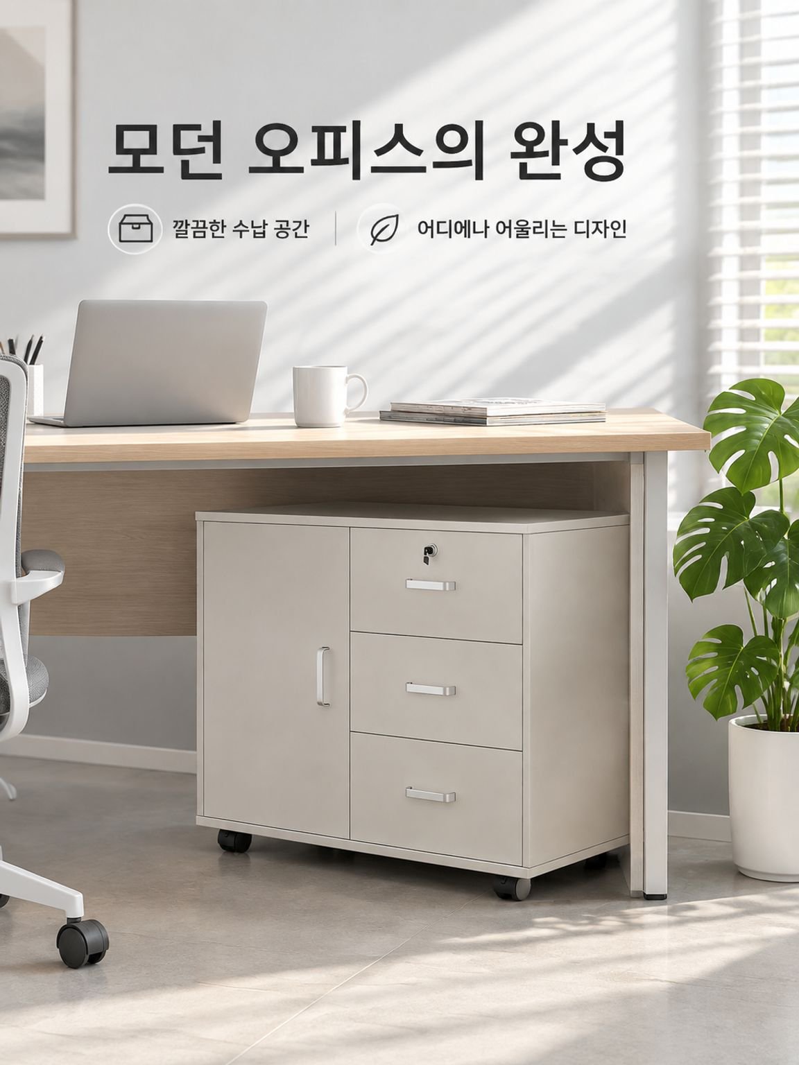 사무실 책상 아래 서랍 파일 캐비닛 수납 캐비닛 원목 낮은 캐비닛