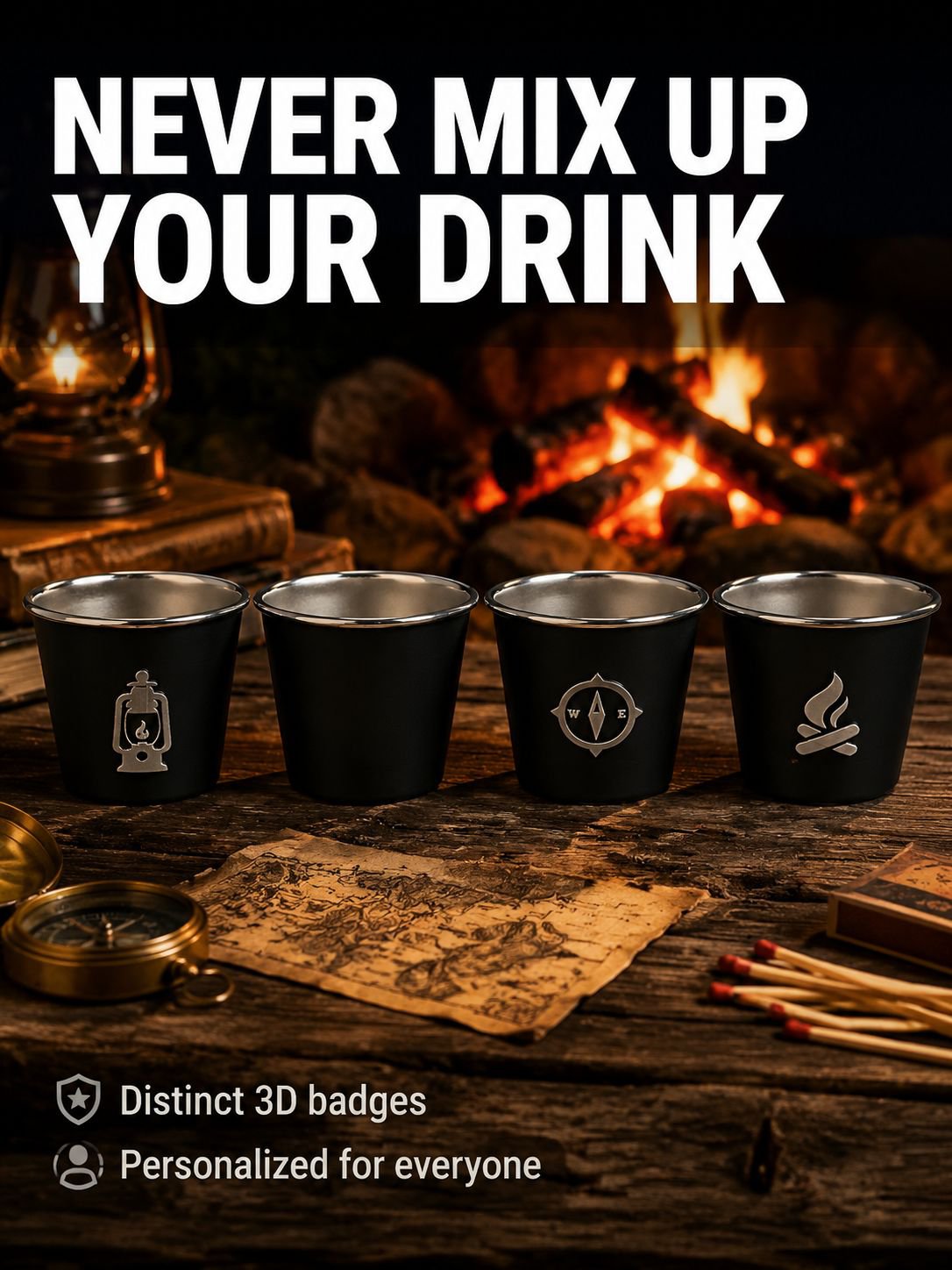 Easy to carry stainless steel cups for camping and hiking