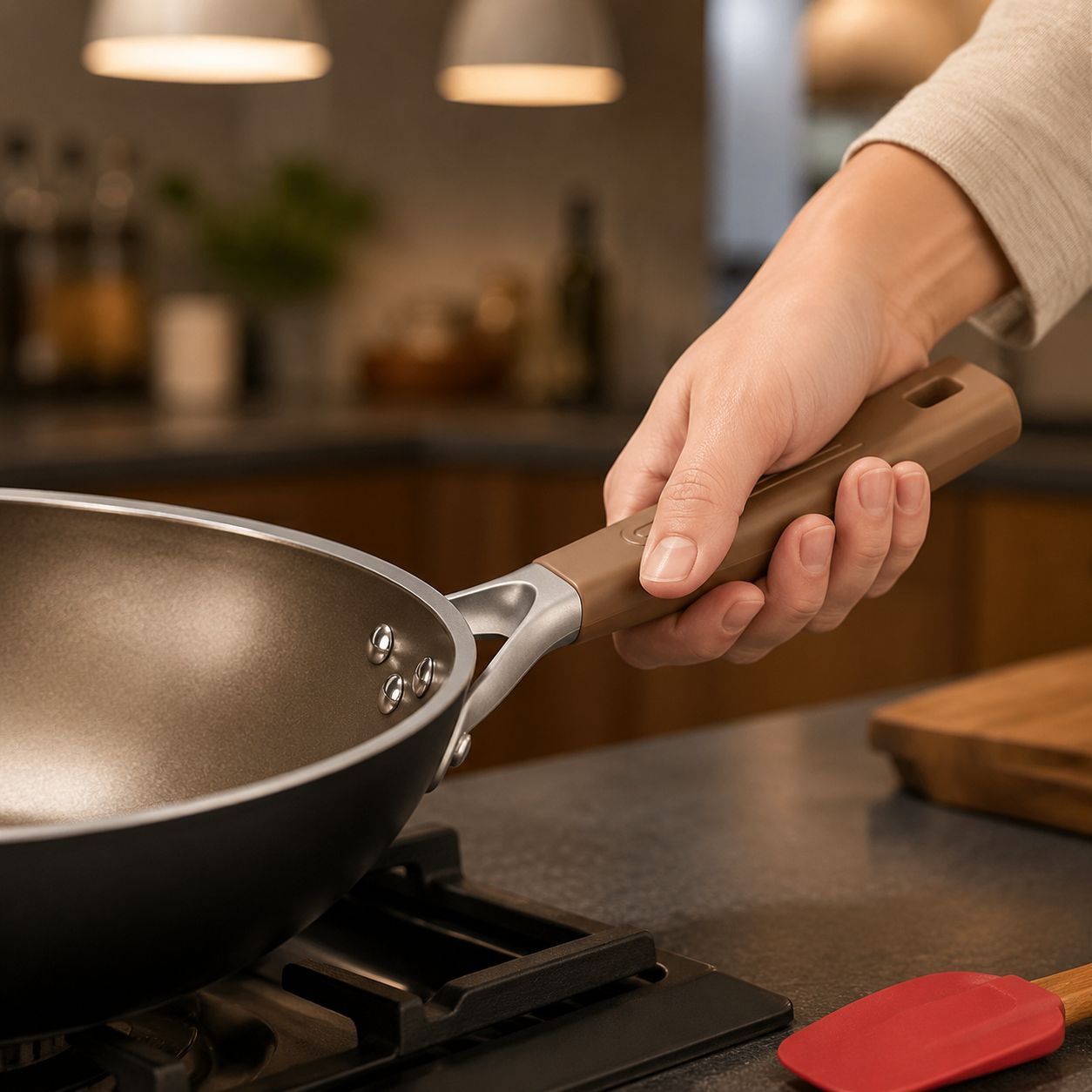 Healthy cooking with titanium nonstick frying pan