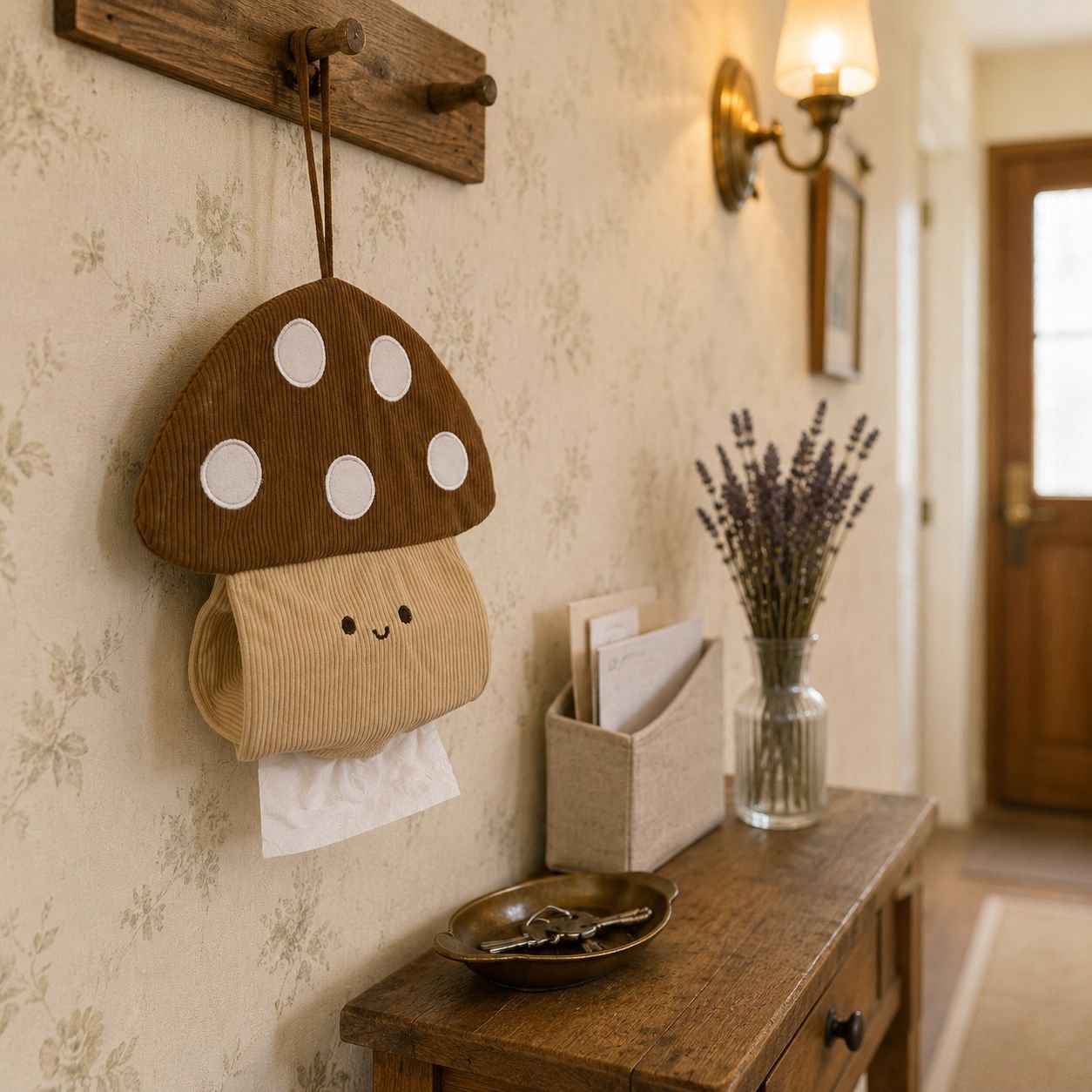 No punch needed mushroom tissue holder for home decor