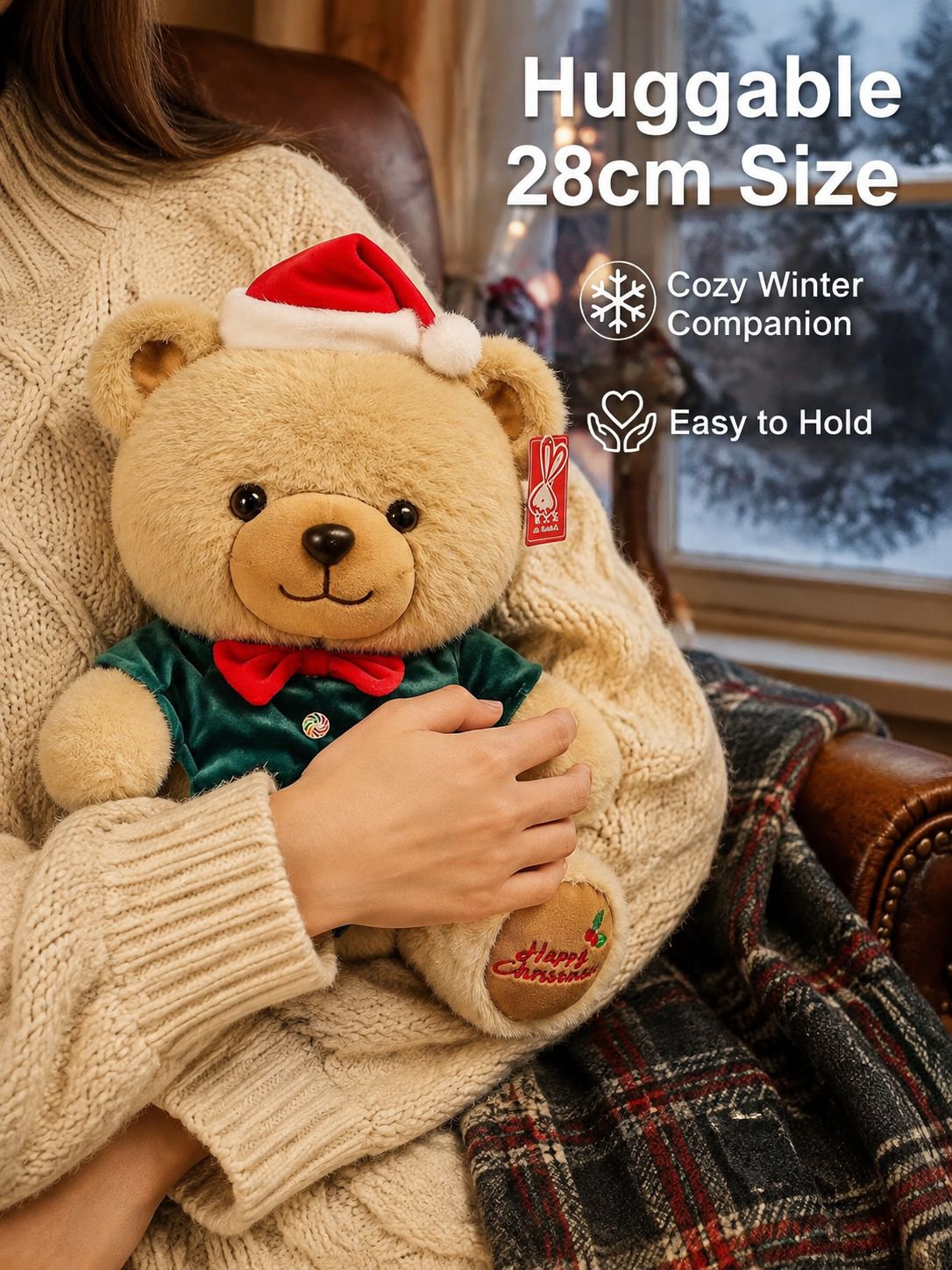 Cute Cartoon Christmas Bear Plush Toy, Soft and Adorable