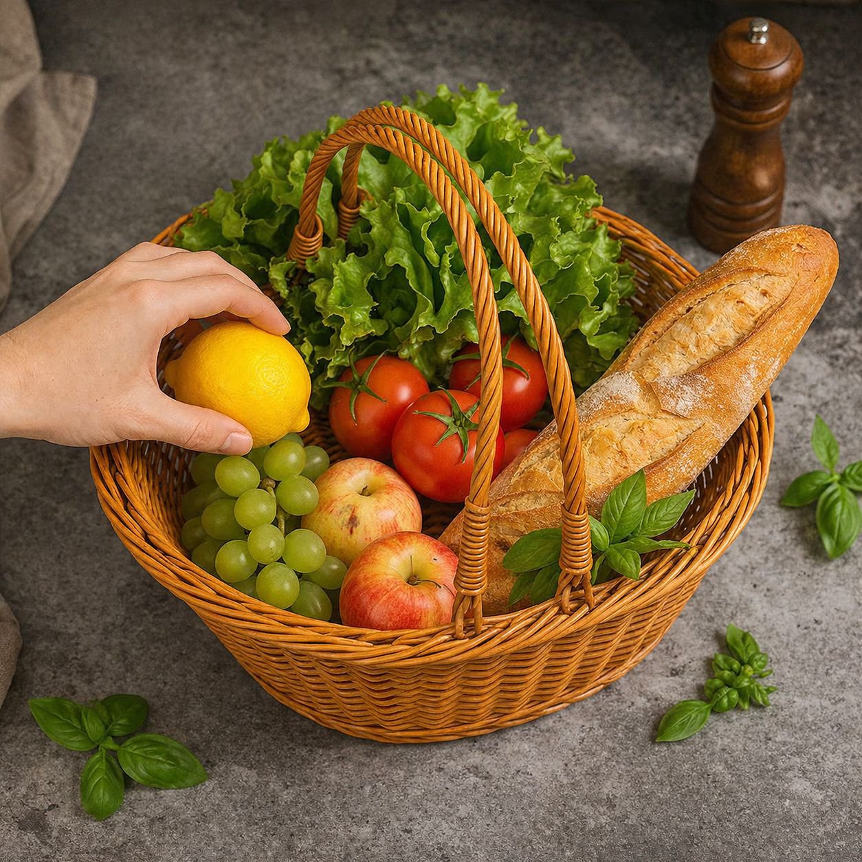 Panier de courses design naturel et moderne